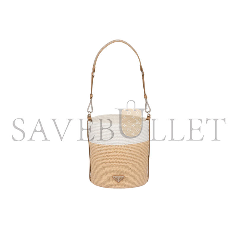 PRADA CROCHET AND LEATHER MINI-BUCKET BAG 1BE063 (25*23*20cm)